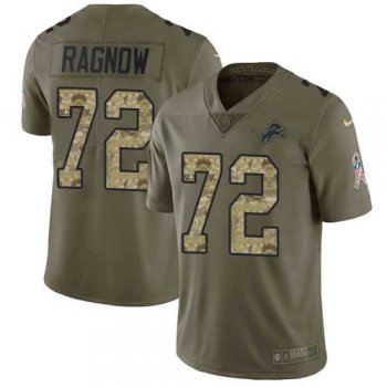 Nike Detroit Lions #72 Frank Ragnow Men's 2017 Salute to Service Olive Camo Limited NFL Jersey