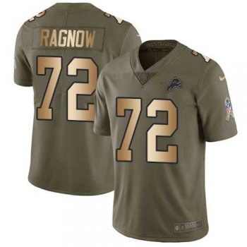 Nike Detroit Lions #72 Frank Ragnow Men's 2017 Salute to Service Olive Gold Limited NFL Jersey