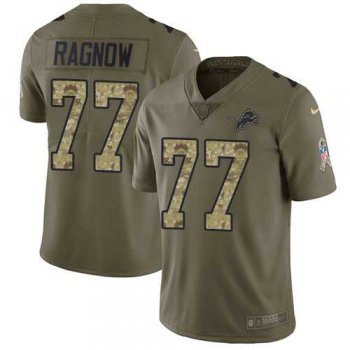 Nike Detroit Lions #77 Frank Ragnow Olive Camo Men's Stitched NFL Limited 2017 Salute To Service Jersey