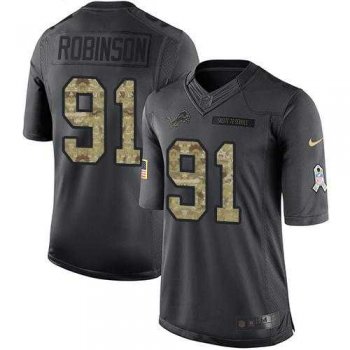 Nike Detroit Lions #91 A'Shawn Robinson Black Men's Stitched NFL Limited 2016 Salute To Service Jersey