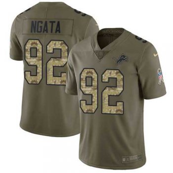 Nike Detroit Lions #92 Haloti Ngata Olive Camo Men's Stitched NFL Limited 2017 Salute To Service Jersey