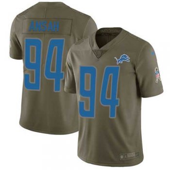 Nike Detroit Lions #94 Ziggy Ansah Olive Men's Stitched NFL Limited 2017 Salute to Service Jersey