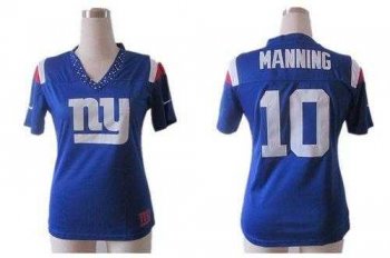 Nike Giants #10 Eli Manning Royal Blue Team Color Women's Team Diamond Stitched NFL Elite Jersey