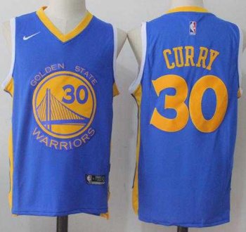 Nike Golden State Warriors #30 Stephen Curry Royal Road Stitched NBA Jersey