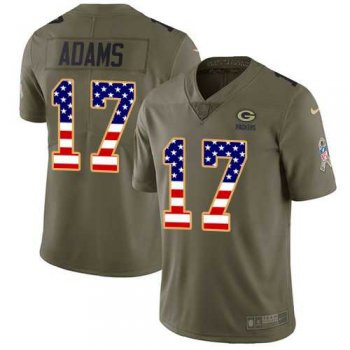 Nike Green Bay Packers #17 Davante Adams Olive USA Flag Men's Stitched NFL Limited 2017 Salute To Service Jersey