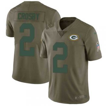 Nike Green Bay Packers #2 Mason Crosby Olive Men's Stitched NFL Limited 2017 Salute To Service Jersey