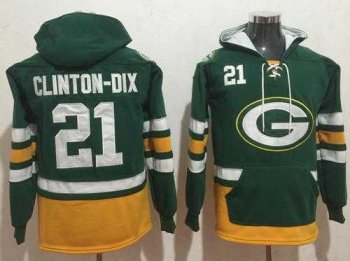 Nike Green Bay Packers #21 Ha Ha Clinton-Dix Green Gold Name & Number Pullover NFL Hoodie