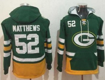 Nike Green Bay Packers #52 Clay Matthews Green Gold Name & Number Pullover NFL Hoodie