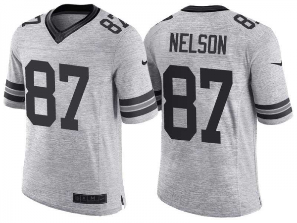 Nike Green Bay Packers #87 Jordy Nelson 2016 Gridiron Gray II Men's NFL Limited Jersey