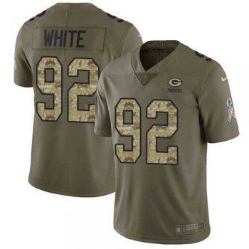 Nike Green Bay Packers #92 Reggie White Olive Camo Men's Stitched NFL Limited 2017 Salute To Service Jersey