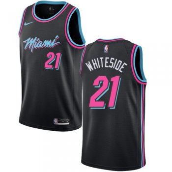 Men's Nike Miami Heat #21 Hassan Whiteside Black NBA Swingman City Edition Jersey