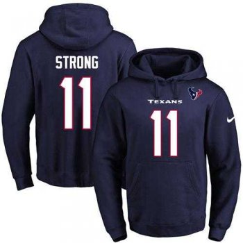 Nike Houston Texans #11 Jaelen Strong Navy Blue Name & Number Pullover NFL Hoodie