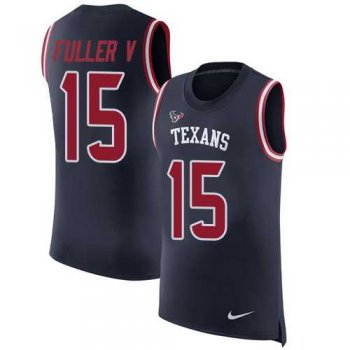 Nike Houston Texans #15 Will Fuller V Navy Blue Team Color Men's Stitched NFL Limited Rush Tank Top Jersey