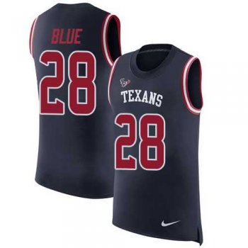 Nike Houston Texans #28 Alfred Blue Navy Blue Team Color Men's Stitched NFL Limited Rush Tank Top Jersey