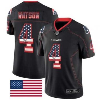 Nike Houston Texans #4 Deshaun Watson Black Men's Stitched NFL Limited Rush USA Flag Jersey