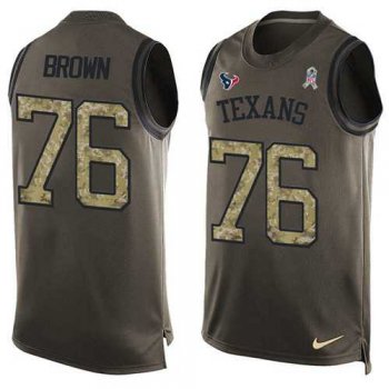 Nike Houston Texans #76 Duane Brown Green Men's Stitched NFL Limited Salute To Service Tank Top Jersey