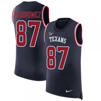 Nike Houston Texans #87 C.J. Fiedorowicz Navy Blue Team Color Men's Stitched NFL Limited Rush Tank Top Jersey