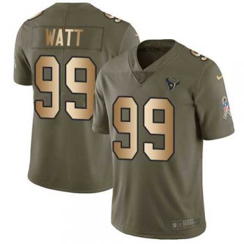 Nike Houston Texans #99 J.J. Watt Olive Gold Men's Stitched NFL Limited 2017 Salute To Service Jersey