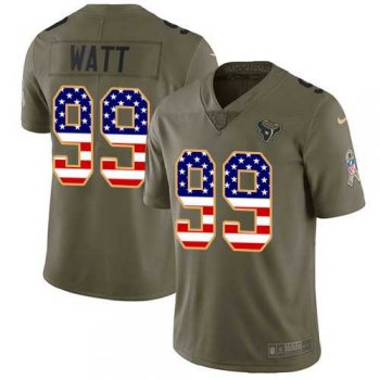 Nike Houston Texans #99 J.J. Watt Olive USA Flag Men's Stitched NFL Limited 2017 Salute To Service Jersey