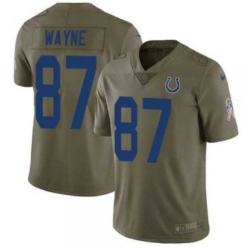 Nike Indianapolis Colts #87 Reggie Wayne Olive Men's Stitched NFL Limited 2017 Salute to Service Jersey