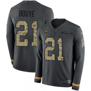 Nike Jacksonville Jaguars #21 A.J. Bouye Anthracite Salute to Service Men's Stitched NFL Limited Therma Long Sleeve Jersey