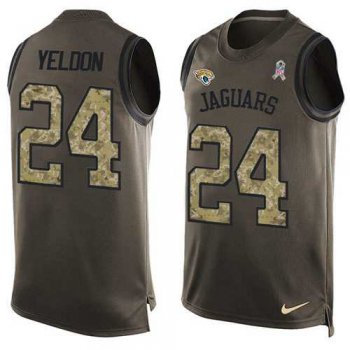 Nike Jacksonville Jaguars #24 T.J. Yeldon Green Men's Stitched NFL Limited Salute To Service Tank Top Jersey