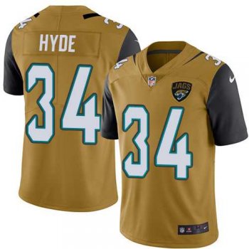 Nike Jacksonville Jaguars #34 Carlos Hyde Gold Men's Stitched NFL Limited Rush Jersey