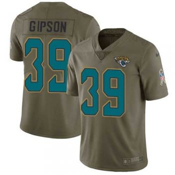 Nike Jacksonville Jaguars #39 Tashaun Gipson Olive Men's Stitched NFL Limited 2017 Salute To Service Jersey