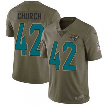 Nike Jacksonville Jaguars #42 Barry Church Olive Men's Stitched NFL Limited 2017 Salute To Service Jersey