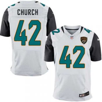 Nike Jacksonville Jaguars #42 Barry Church White Men's Stitched NFL Elite Jersey