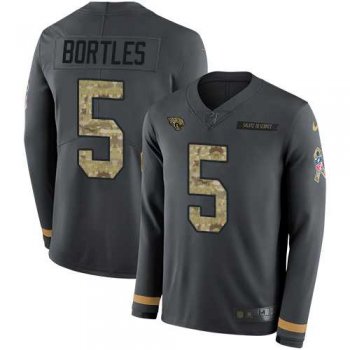 Nike Jacksonville Jaguars #5 Blake Bortles Anthracite Salute to Service Men's Stitched NFL Limited Therma Long Sleeve Jersey