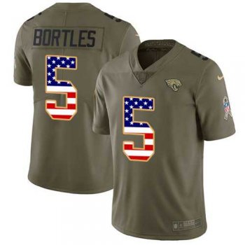 Nike Jacksonville Jaguars #5 Blake Bortles Olive USA Flag Men's Stitched NFL Limited 2017 Salute To Service Jersey