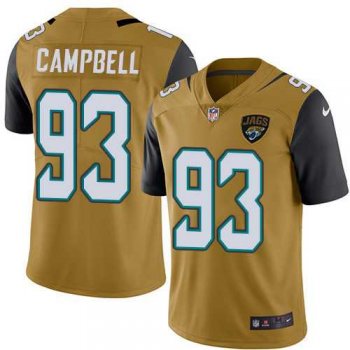 Nike Jacksonville Jaguars #93 Calais Campbell Gold Men's Stitched NFL Limited Rush Jersey