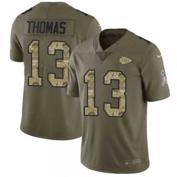 Nike Kansas City Chiefs #13 De'Anthony Thomas Olive Camo Men's Stitched NFL Limited 2017 Salute To Service Jersey