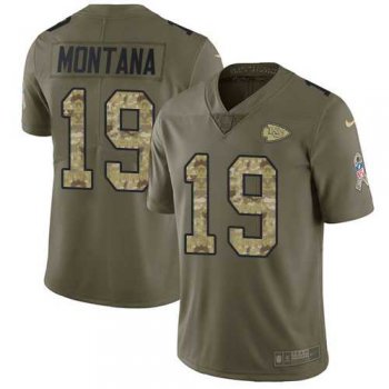 Nike Kansas City Chiefs #19 Joe Montana Olive Camo Men's Stitched NFL Limited 2017 Salute To Service Jersey