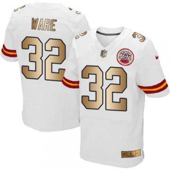 Nike Kansas City Chiefs #32 Spencer Ware White Men's Stitched NFL Elite Gold Jersey