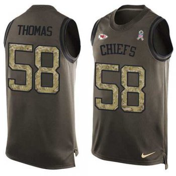 Nike Kansas City Chiefs #58 Derrick Thomas Green Men's Stitched NFL Limited Salute To Service Tank Top Jersey