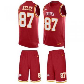 Nike Kansas City Chiefs #87 Travis Kelce Red Team Color Men's Stitched NFL Limited Tank Top Suit Jersey