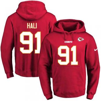 Nike Kansas City Chiefs #91 Tamba Hali Red Name & Number Pullover NFL Hoodie