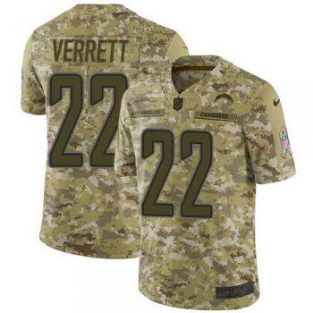 Nike Los Angeles Chargers #22 Jason Verrett Camo Men's Stitched NFL Limited 2018 Salute To Service Jersey