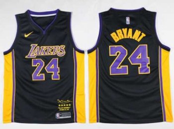 Nike Los Angeles Lakers #24 Kobe Bryant Black(Purple No.) NBA Swingman Black Mamba December 18. 2017 Jersey