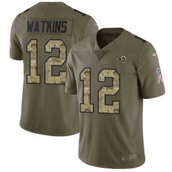 Nike Los Angeles Rams #12 Sammy Watkins Olive Camo Men's Stitched NFL Limited 2017 Salute To Service Jersey