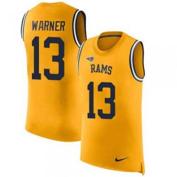 Nike Los Angeles Rams #13 Kurt Warner Gold Men's Stitched NFL Limited Rush Tank Top Jersey