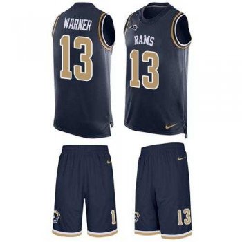 Nike Los Angeles Rams #13 Kurt Warner Navy Blue Team Color Men's Stitched NFL Limited Tank Top Suit Jersey