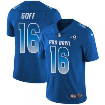 Nike Los Angeles Rams #16 Jared Goff Royal Men's Stitched NFL Limited NFC 2018 Pro Bowl Jersey