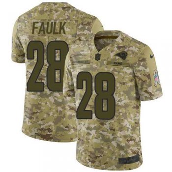 Nike Los Angeles Rams #28 Marshall Faulk Camo Men's Stitched NFL Limited 2018 Salute To Service Jersey