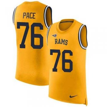 Nike Los Angeles Rams #76 Orlando Pace Gold Men's Stitched NFL Limited Rush Tank Top Jersey