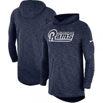 Nike Los Angeles Rams Navy Sideline Slub Performance Hooded Long Sleeve T-shirt