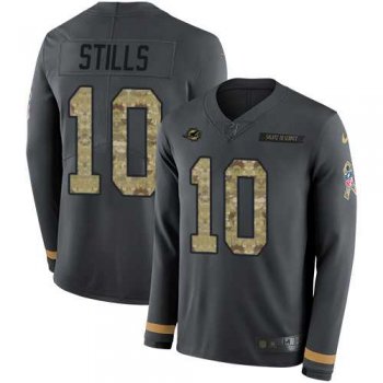 Nike Miami Dolphins #10 Kenny Stills Anthracite Salute to Service Men's Stitched NFL Limited Therma Long Sleeve Jersey