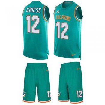 Nike Miami Dolphins #12 Bob Griese Aqua Green Team Color Men's Stitched NFL Limited Tank Top Suit Jersey